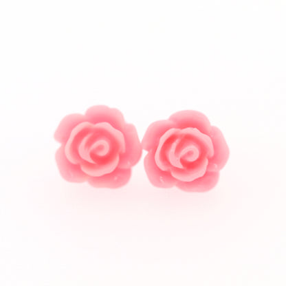 Rose Flower Earrings, 10mm