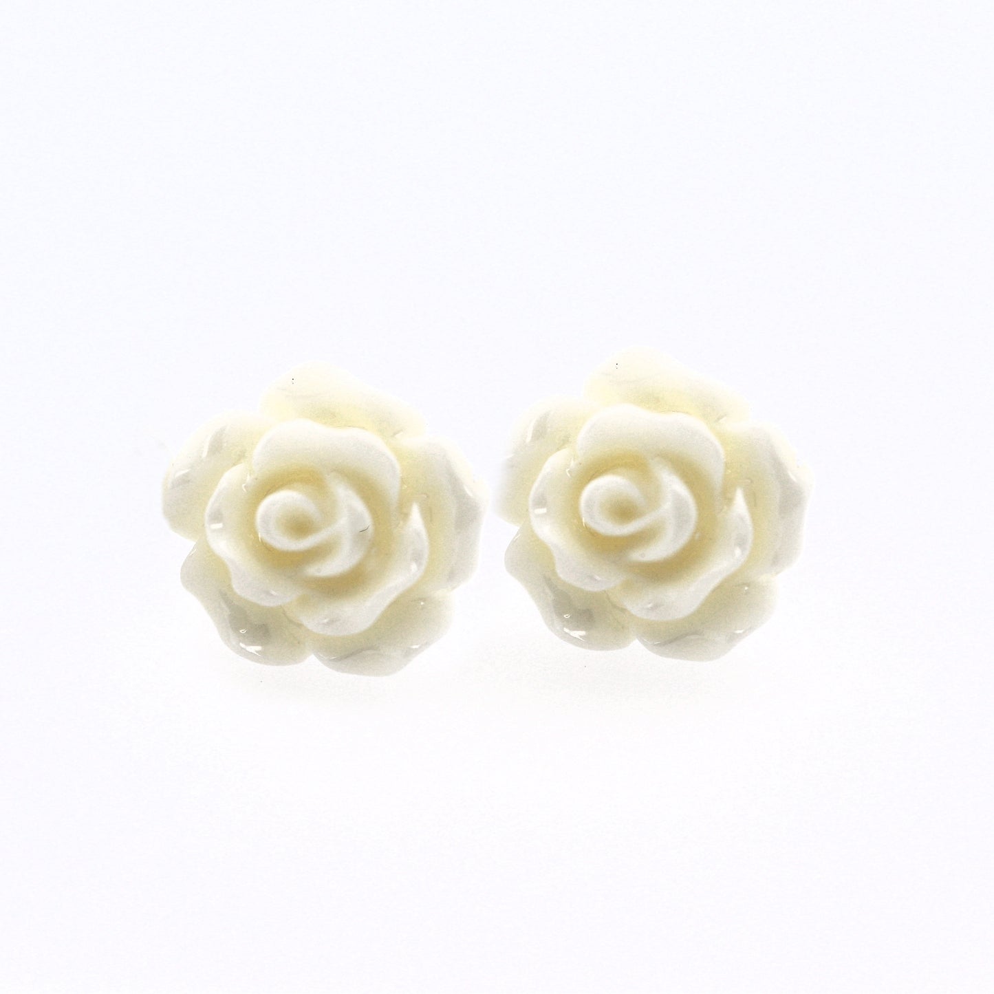 Rose Flower Earrings, 10mm
