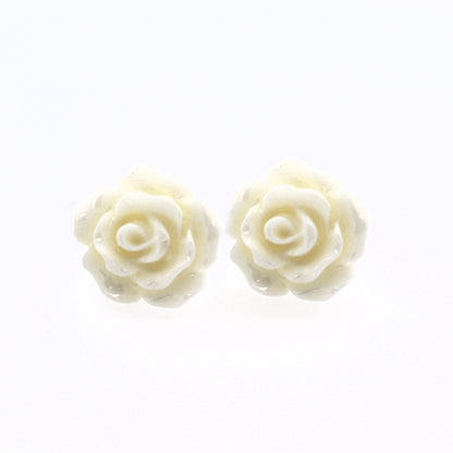 Rose Flower Earrings, 10mm