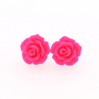Rose Flower Earrings, 10mm