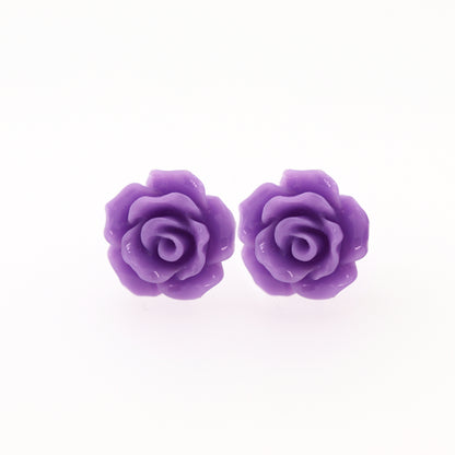 Rose Flower Earrings, 10mm