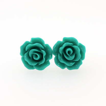 Rose Flower Earrings, 10mm