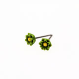 6mm green flower earrings