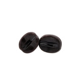 Pair of brown resin coffee bean stud earrings on a white background