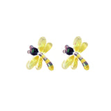 yellow purple dragonfly earrings