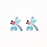 blue pink dragonfly earrings