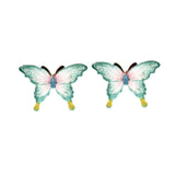 Aqua butterfly-shaped earrings on a white background