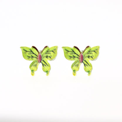 Butterfly-shaped earrings on a white background