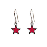 Pink star-shaped earrings on a white background