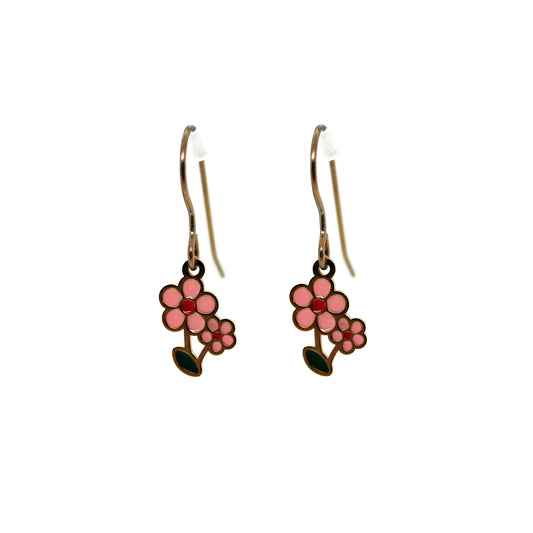 Dainty Pink Flowers Dangle Earrings