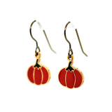 Pumpkin-shaped earrings on a white background