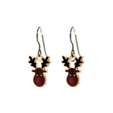 Reindeer-shaped earrings on a white background