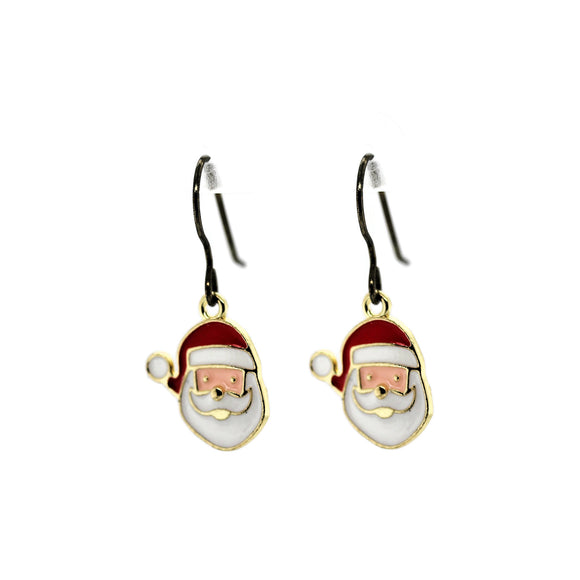 Santa face earrings on a white background