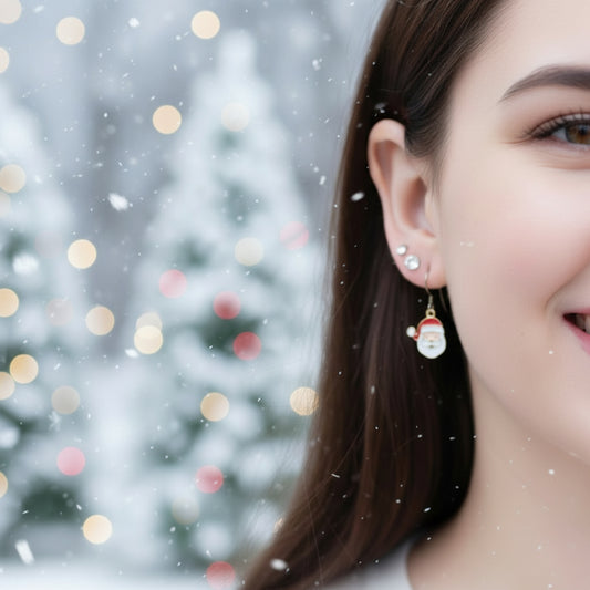 8mm Druzy Green & Red, Santa Dangle - Earrings Gift Set
