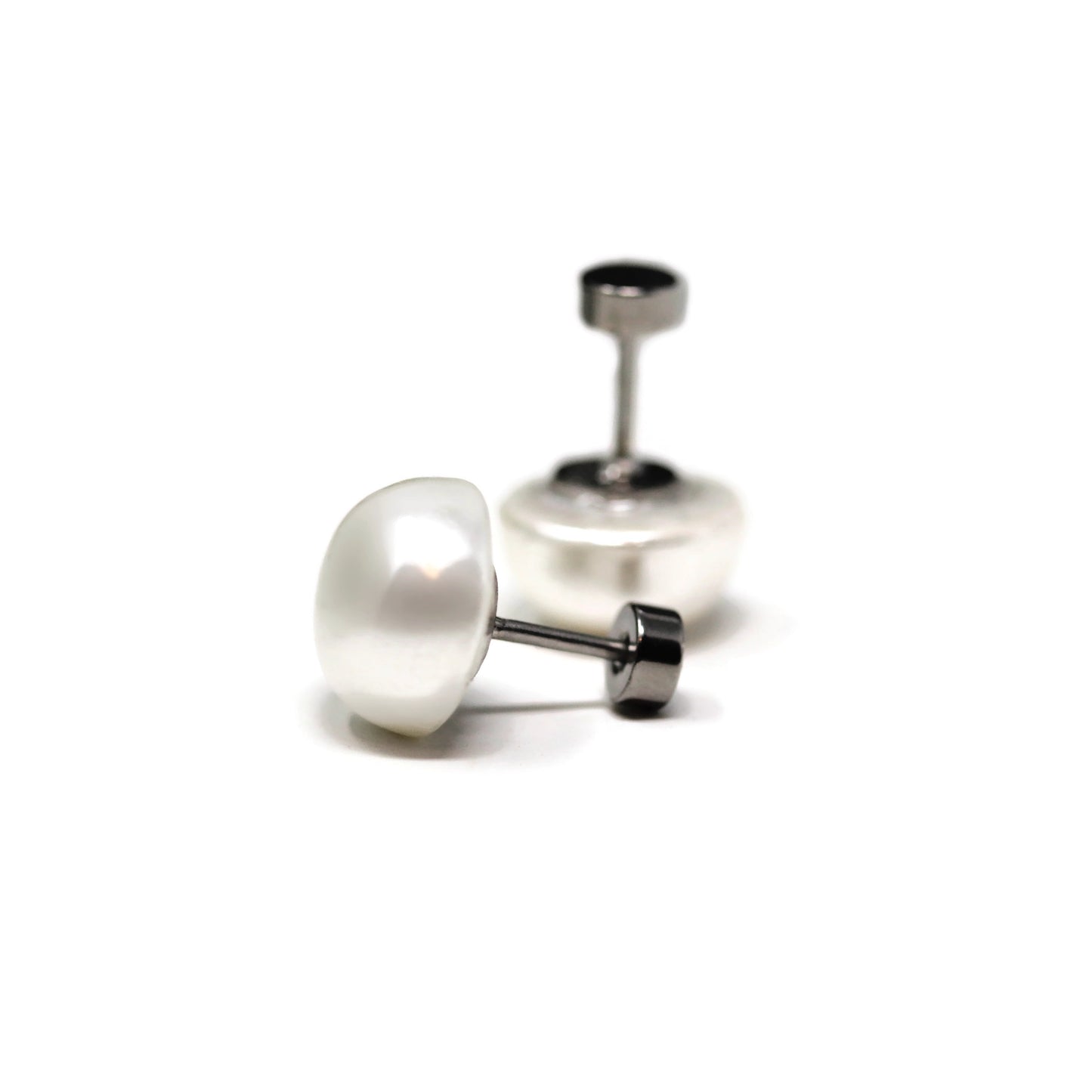 Cabochon (Half Round) Shell Stud Pearl Earrings