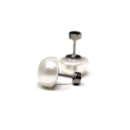 Cabochon (Half Round) Shell Stud Pearl Earrings