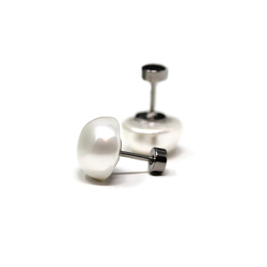 Cabochon (Half Round) Shell Stud Pearl Earrings
