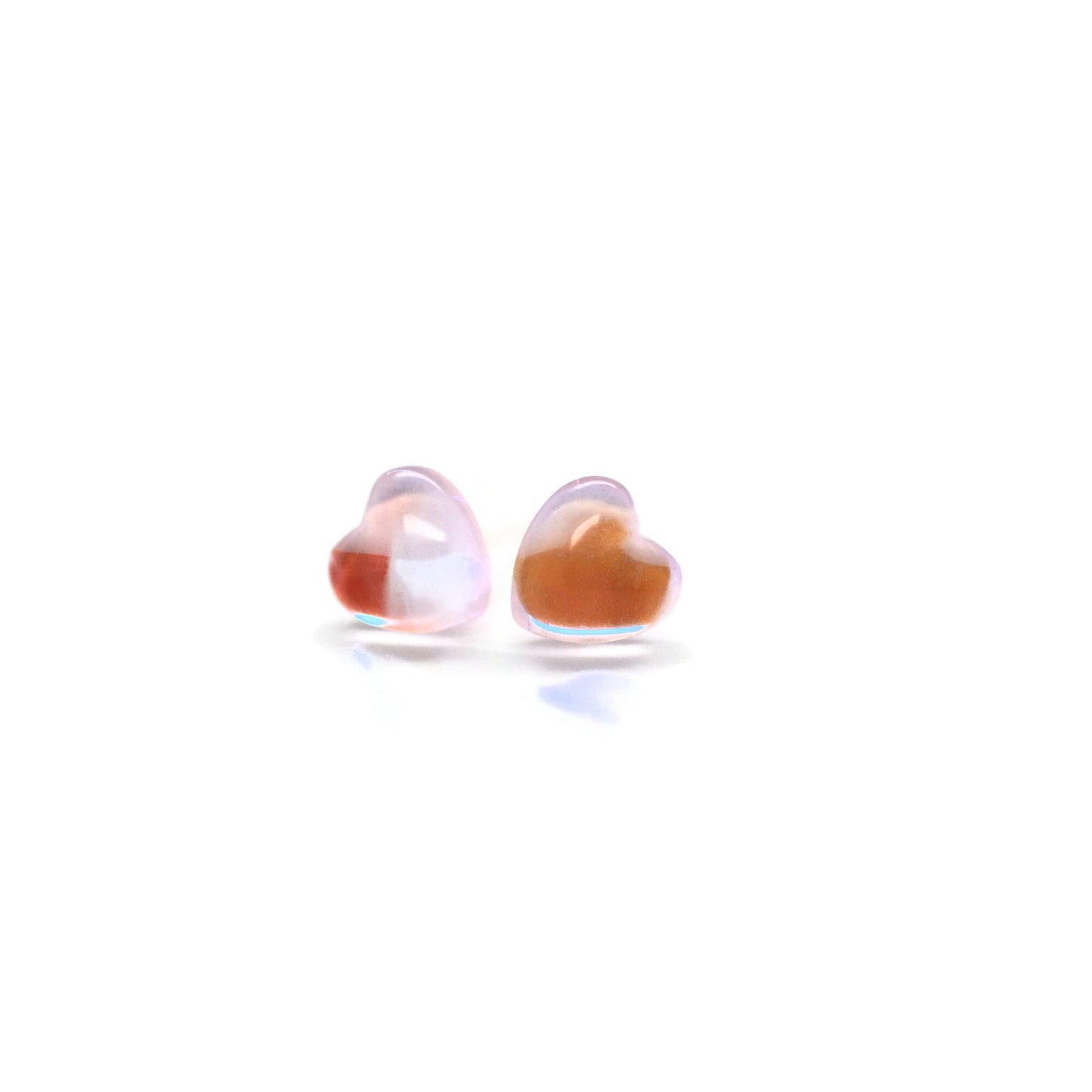 Tiny Heart Stud Earrings, Opalescent