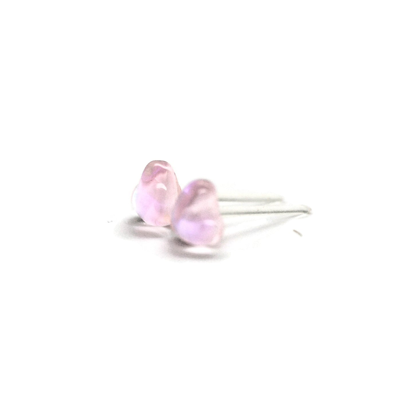 Tiny Heart Stud Earrings, Opalescent