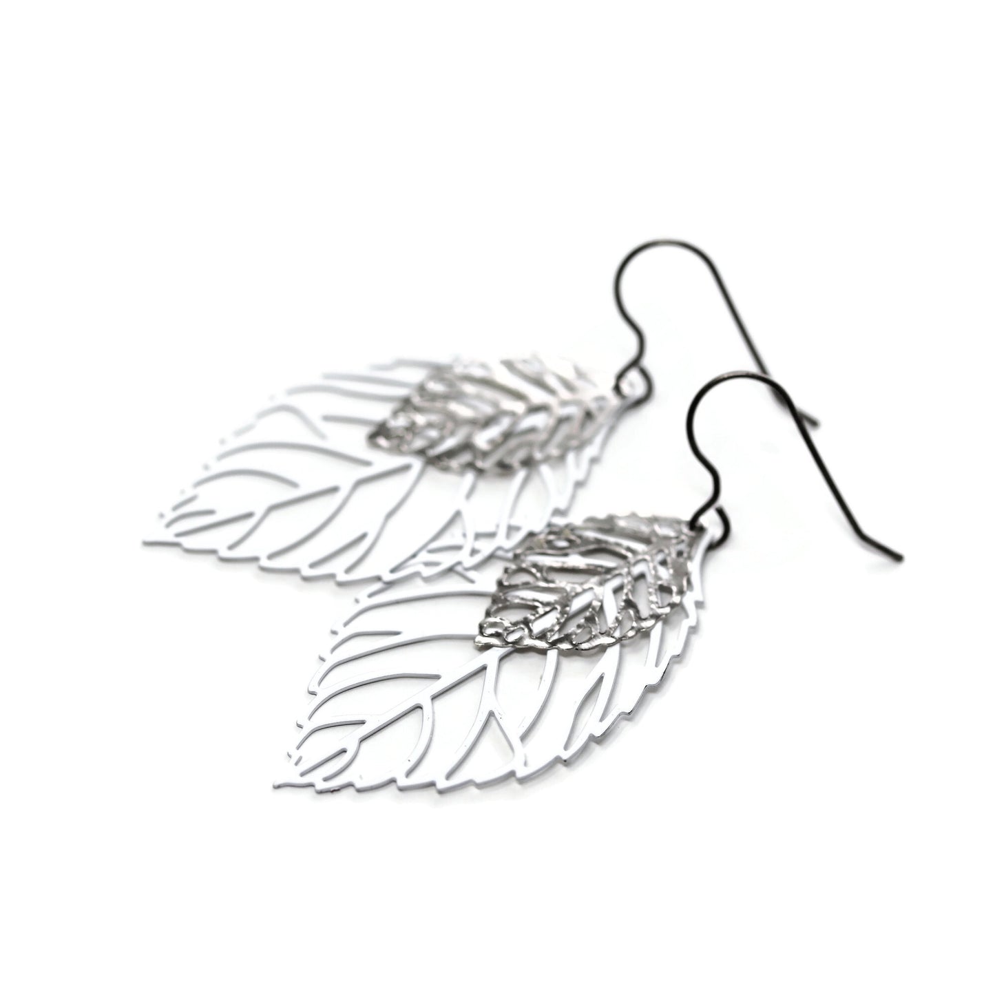 Double Leaf Cut Out Dangle Earrings - 3 Colors