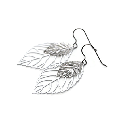 Double Leaf Cut Out Dangle Earrings - 3 Colors