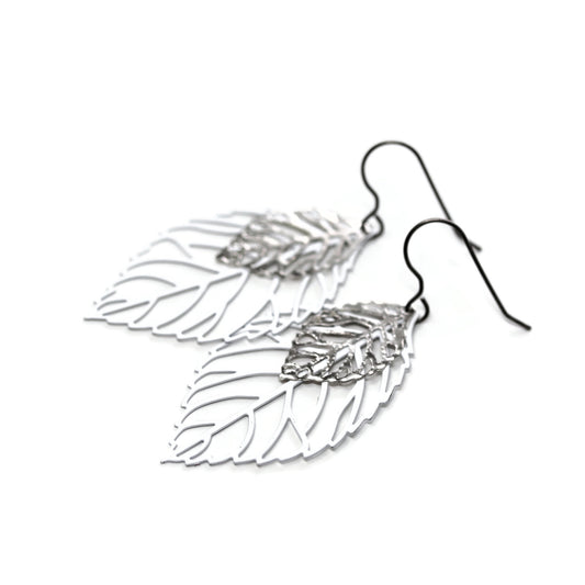 Double Leaf Cut Out Dangle Earrings - 3 Colors