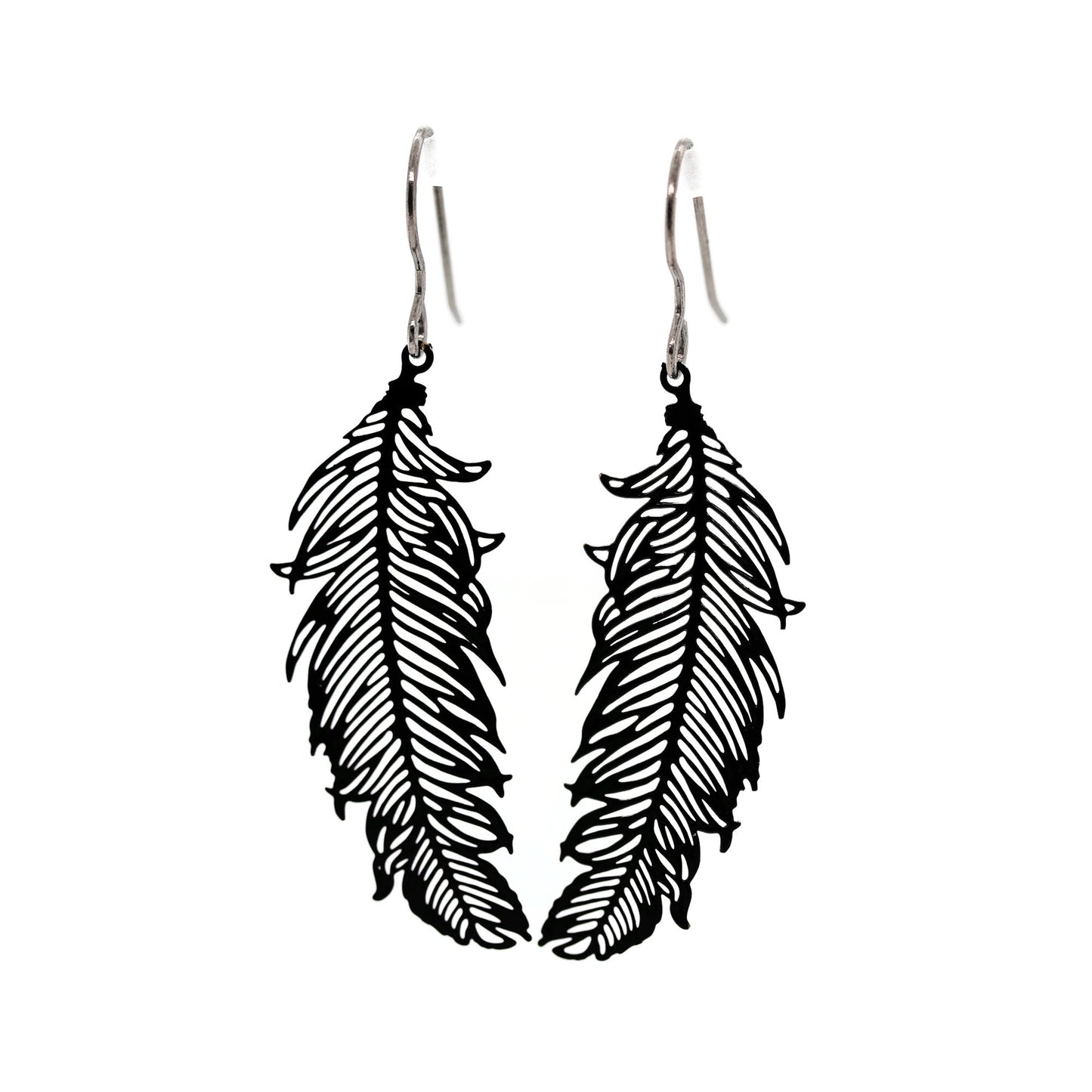 Delicate Feather Dangle Earrings – Lightweight Statement in Black, Silver or White