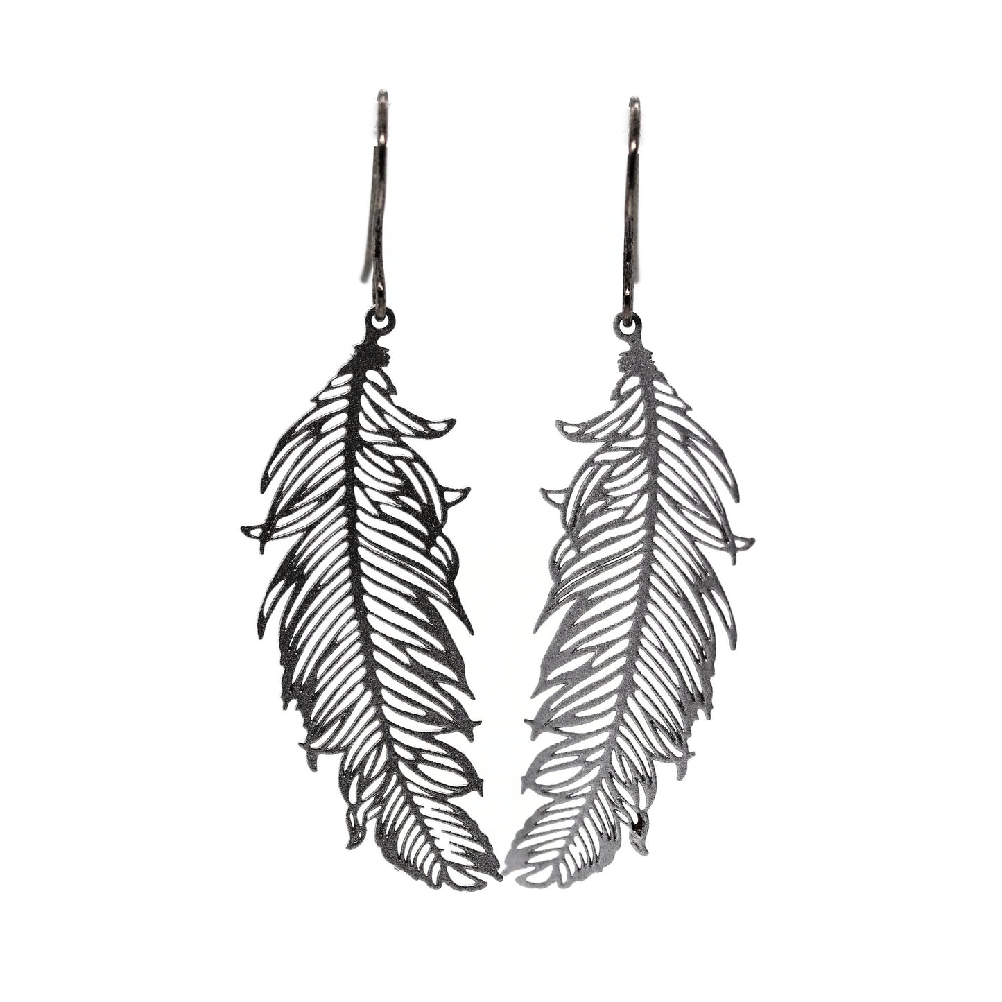 Delicate Feather Dangle Earrings – Lightweight Statement in Black, Silver or White