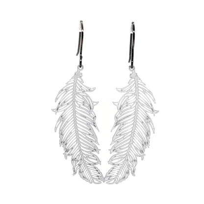 Delicate Feather Dangle Earrings – Lightweight Statement in Black, Silver or White