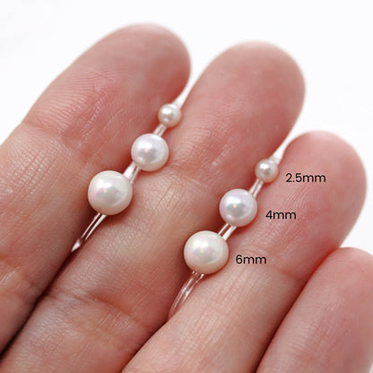 Boucles d'oreilles à clip invisibles en perles de coquillage, 3 mm