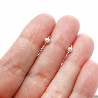 Boucles d'oreilles à clip invisibles en perles de coquillage, 3 mm