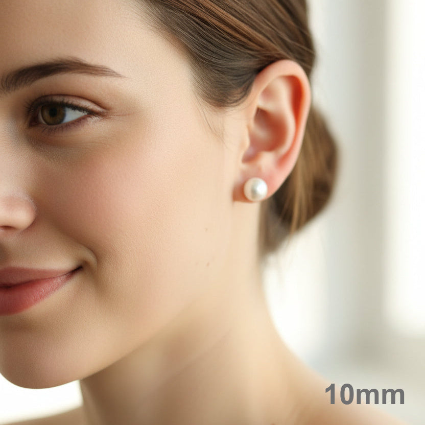 Cabochon (Half Round) Shell Stud Pearl Earrings