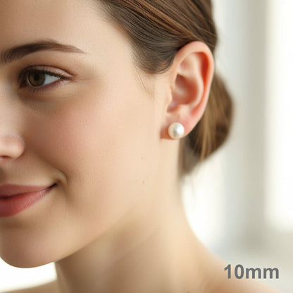 Cabochon (Half Round) Shell Stud Pearl Earrings