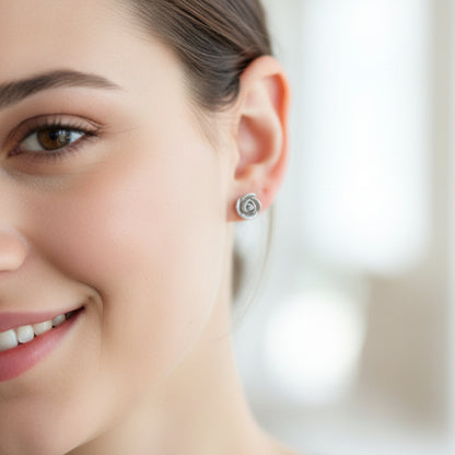 Glitter Rosebud Stud Earrings