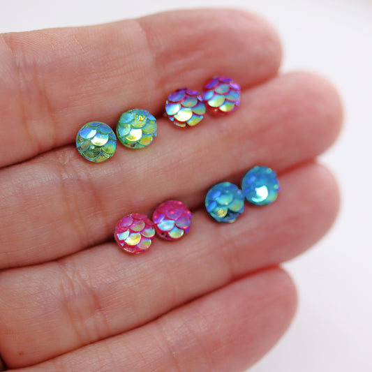 Mini Mermaid Scale Stud Earrings