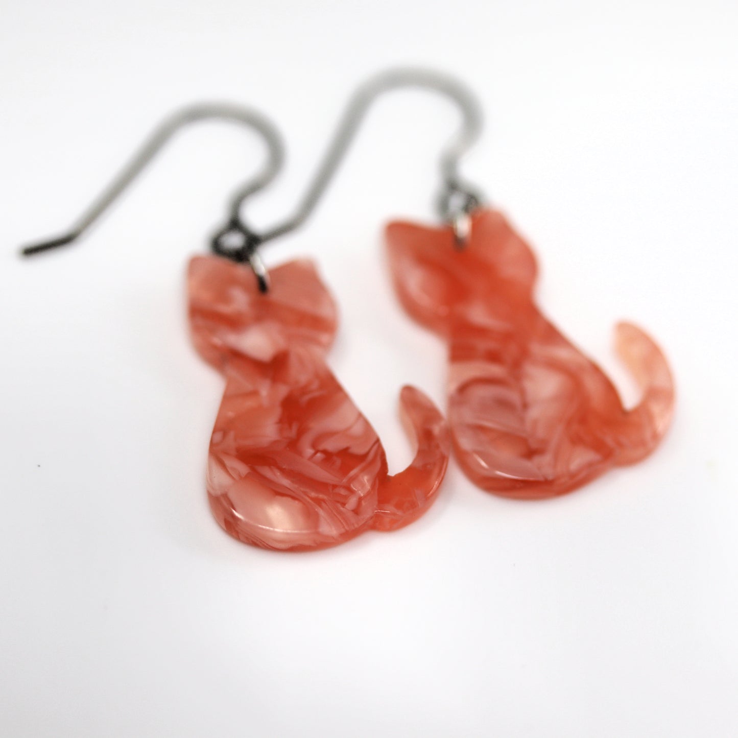 Acrylic Cat Dangle Earrings - 2 Colors
