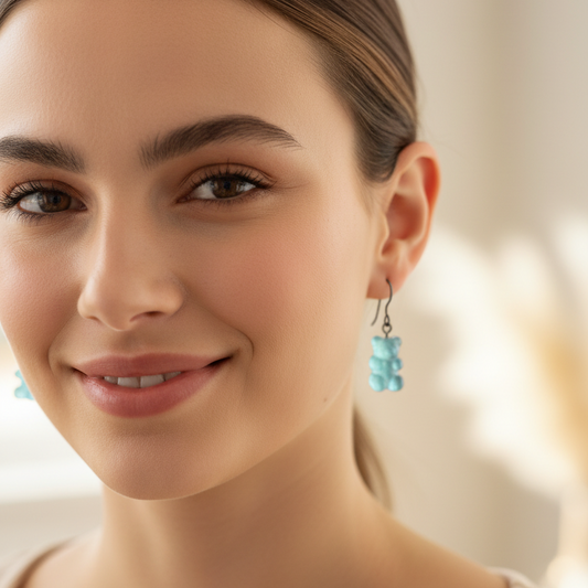 Boucles d'oreilles pendantes en forme d'ourson en gélatine - 7 couleurs