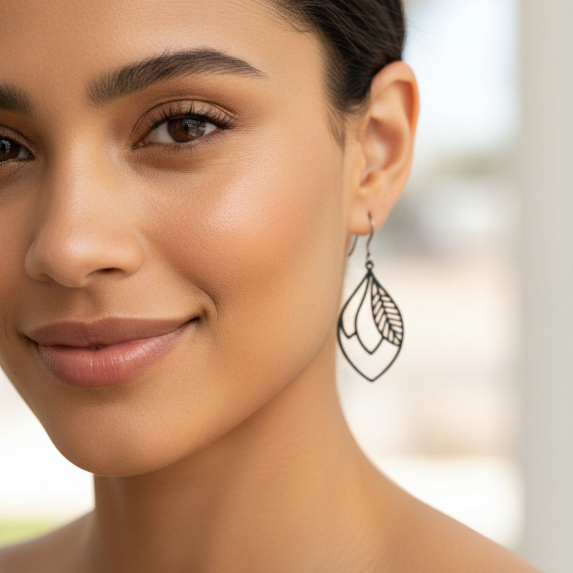 Leaf Teardrop Design Dangle Earrings