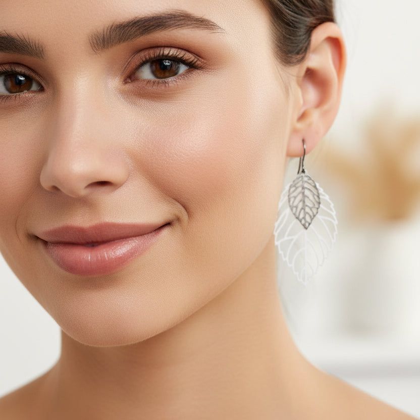 Double Leaf Cut Out Dangle Earrings - 3 Colors