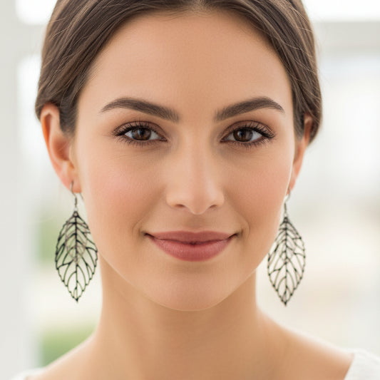 Double Leaf Cut Out Dangle Earrings - 3 Colors