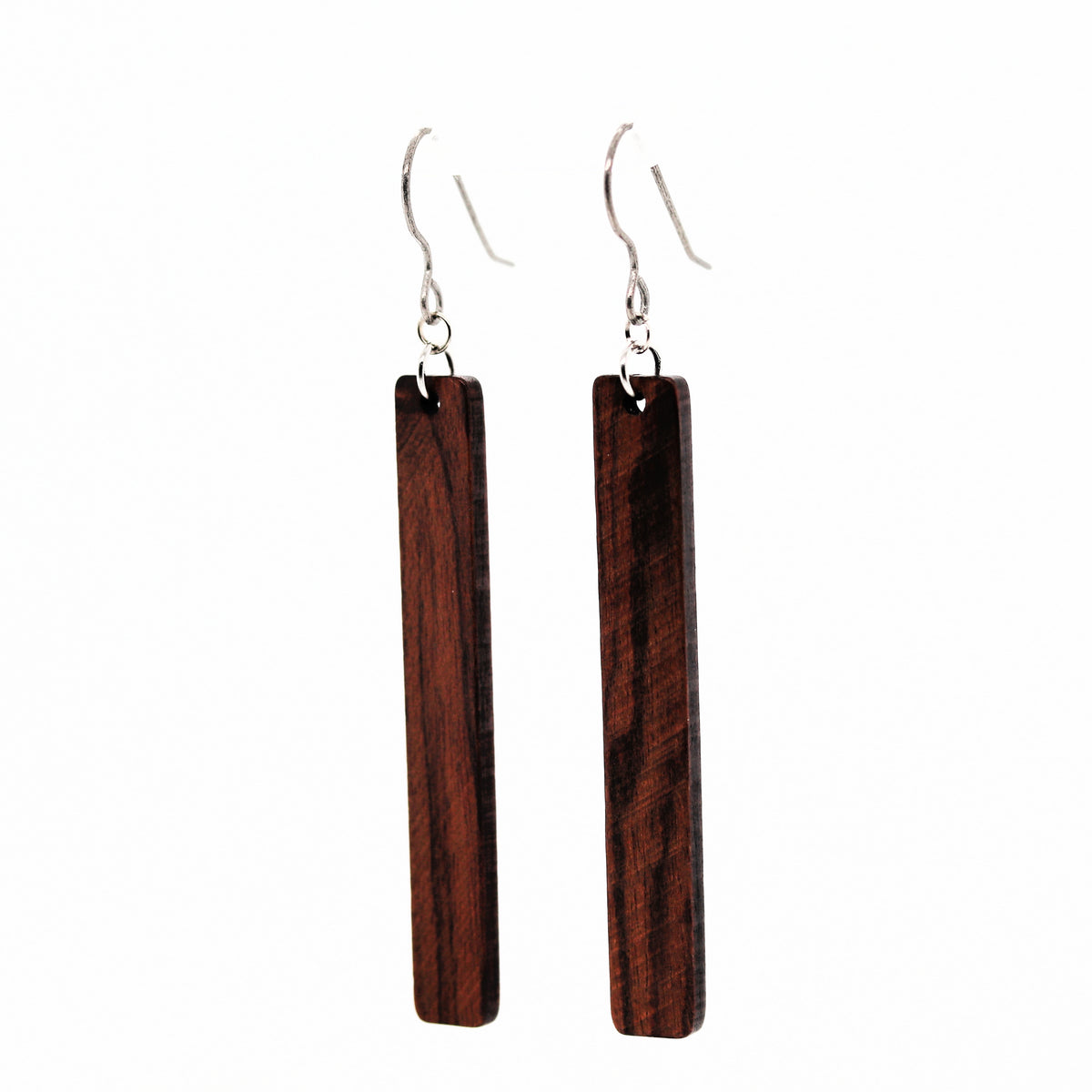 Wood Bar Dangle Earrings, 72mm/2.8"