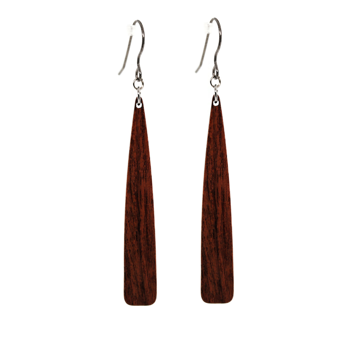 Wood Tapered Bar Dangle Earrings, 72mm/2.8"