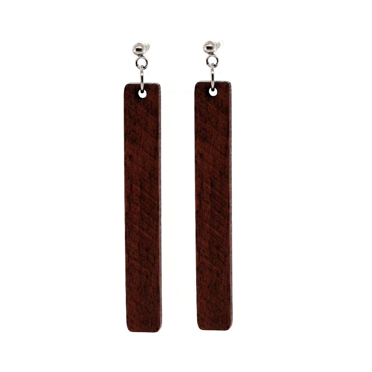 Wood Bar Dangle Earrings, 72mm/2.8"