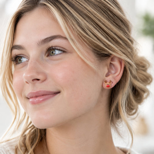 Boucles d'oreilles à tige en forme de renne, 10 mm