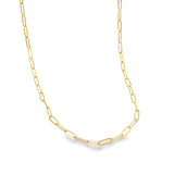 Paperclip Chain Necklace 18K Gold PVD Plated Stainless Steel, 4.2mm Wide, 17" Long