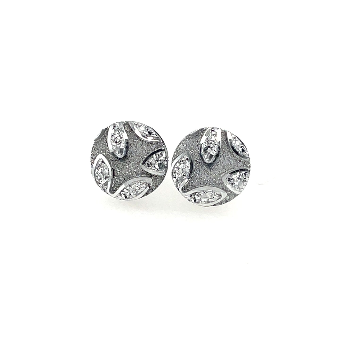 Sparkly Floral Cabochon Stud Earrings