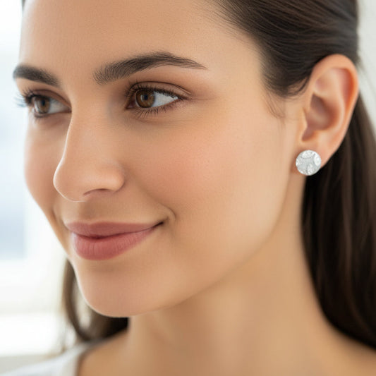 Sparkly Floral Cabochon Stud Earrings