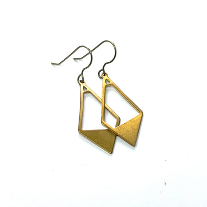 Boucles d'oreilles pendantes en forme de losange ouvert