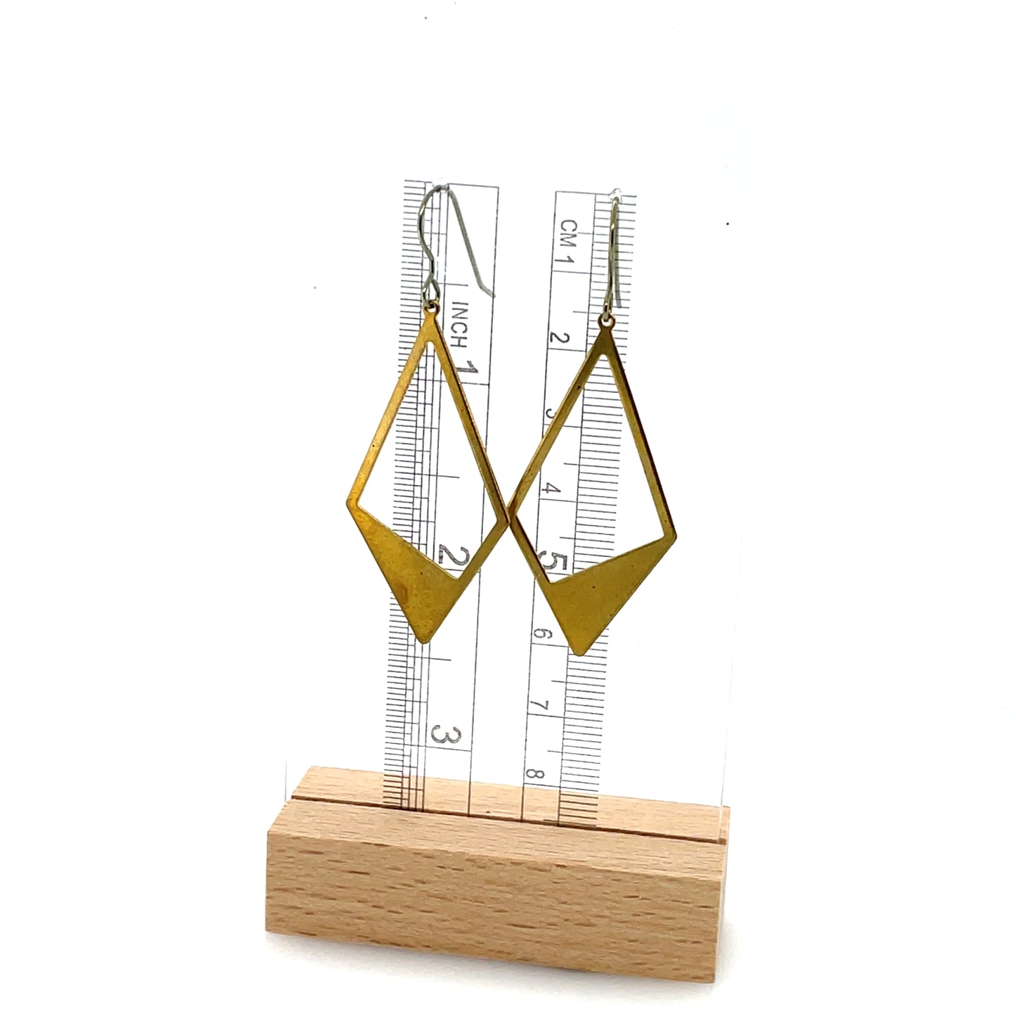 Boucles d'oreilles pendantes en forme de losange ouvert