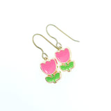 Pink Tulip Dangle Earrings